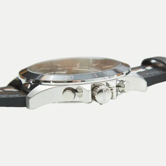 Hugo Boss Black Leather Chronograph Men's Watch